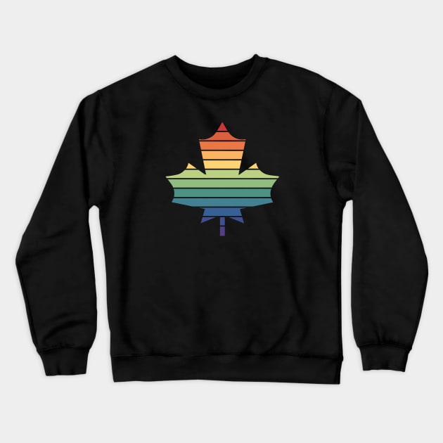 Muted Rainbow Gay Pride Horizon Maple Leaf Crewneck Sweatshirt by Muzehack